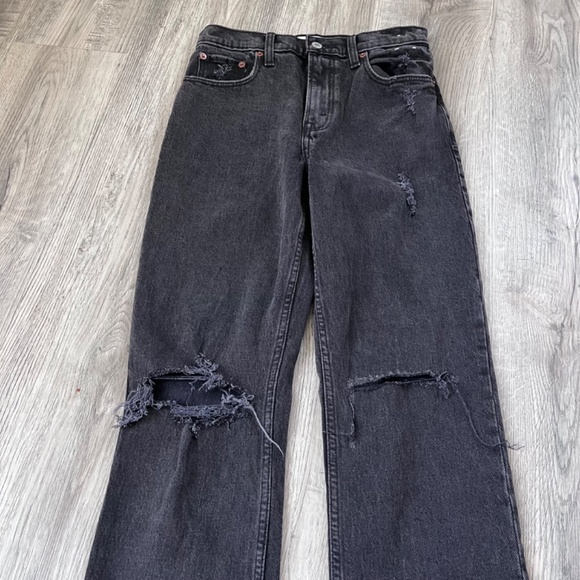 NWT Abercrombie & Fitch Jeans Womens 26 short Black 90s Straight ultra High Rise - Picture 2 of 7